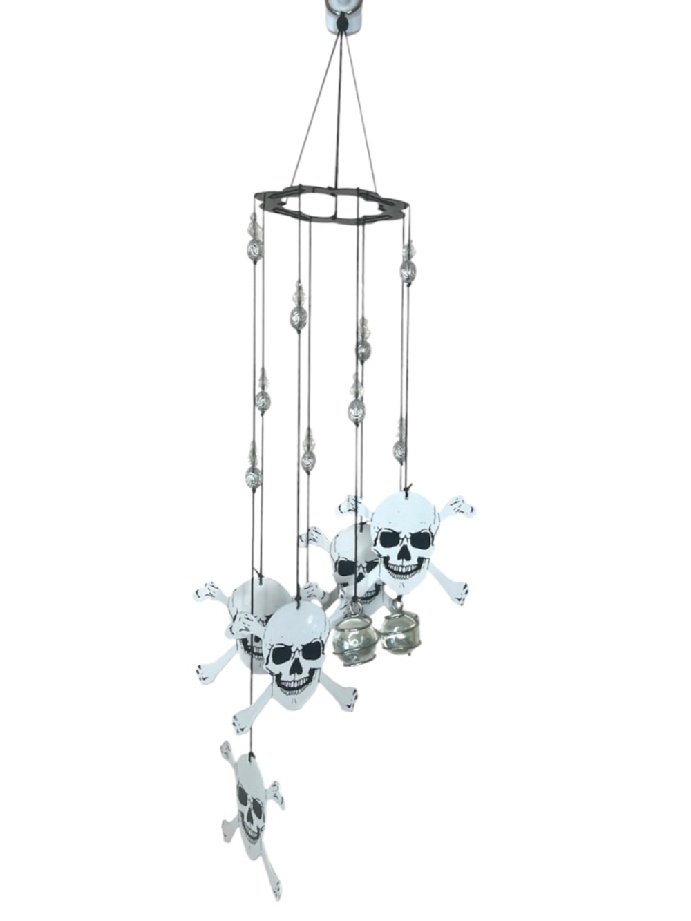 Spoontiques Skull & Crossbones & Clear Marbles Pirate Halloween Wind Chime